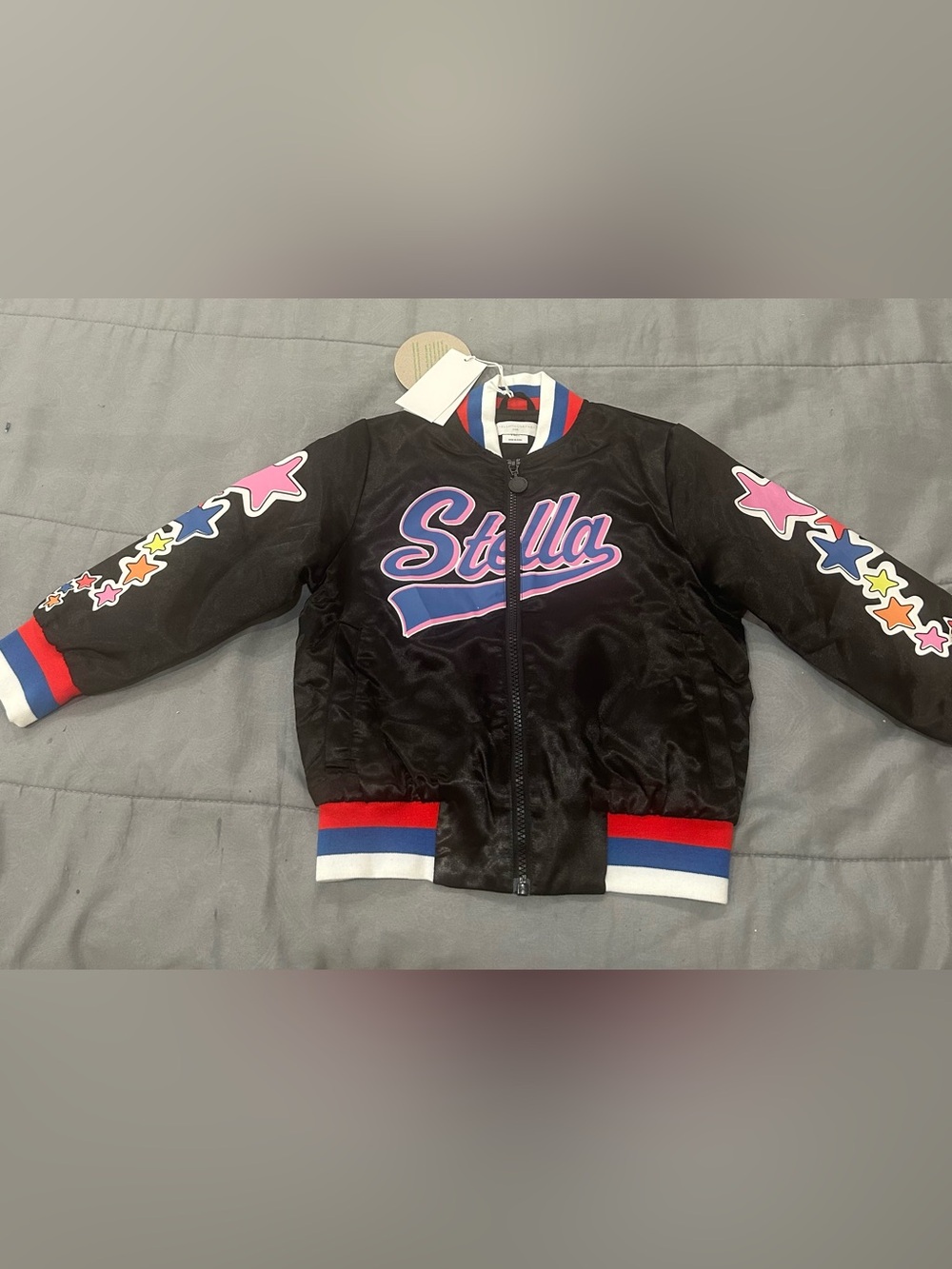 Stella McCartney Kids Black Jacket with Pink and Blue Accents